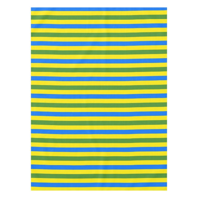 Blue Green and Yellow Stripes Design Tablecloth (Front)