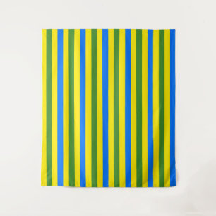 Blue Green and Yellow Stripes Design Tapestry