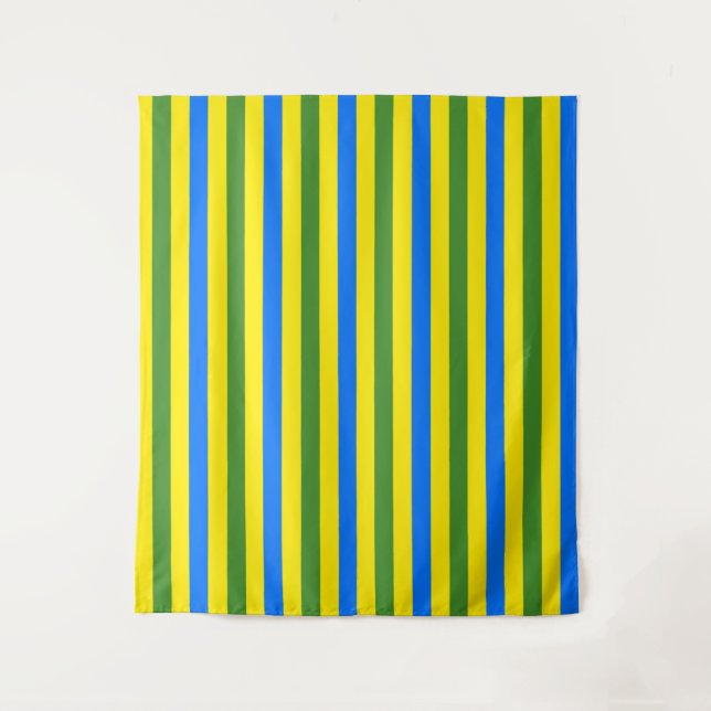 Blue Green and Yellow Stripes Design Tapestry (Front)