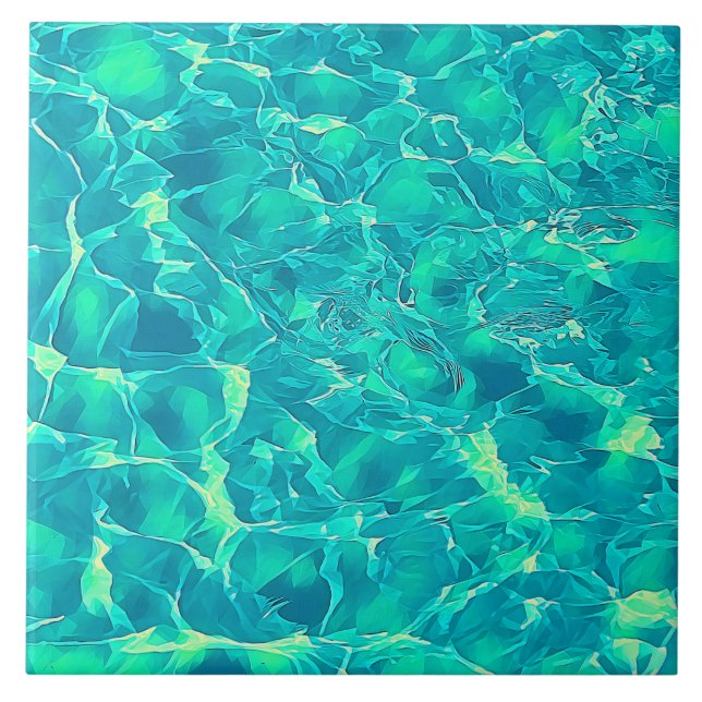 Blue Green Aqua Pattern  Tile (Front)