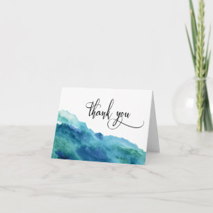 Blue Green Aqua Watercolor Wedding Thank You 2