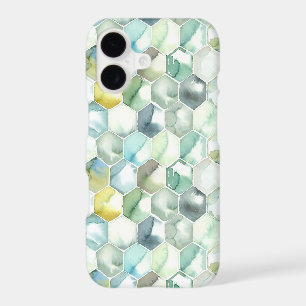 Blue & Green Aquarelle Honycomb Pattern
