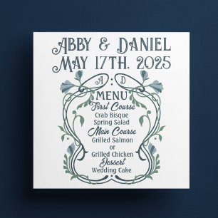 Blue-Green Art Nouveau Wedding Menu