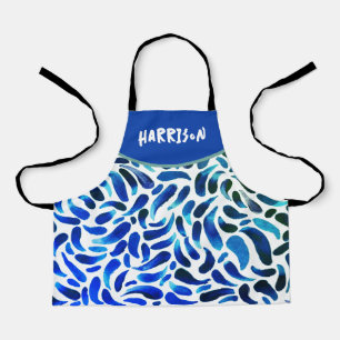 Blue Green Art Themed Paint Party Boy Birthday Apron