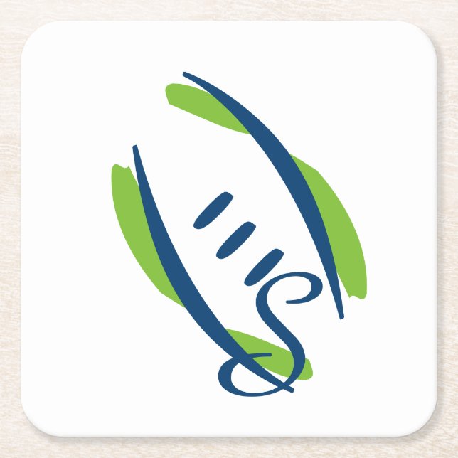 Blue & Green Artistic Football Coasters-6 PK Square Paper Coaster (Front)