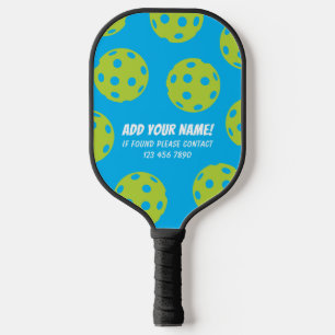 Blue Green Ball Pattern Pickleball Paddle