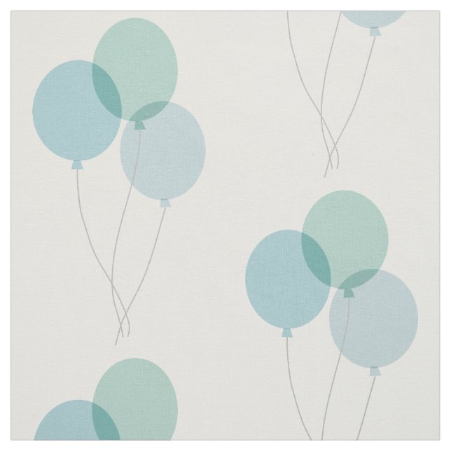 Blue & Green Balloon Pattern Fabric (Swatch)