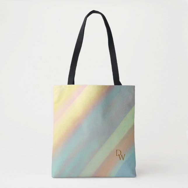 Blue Green Beach Coastal Initials  Tote Bag (Front)