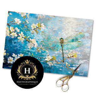 Blue Green Beach Dragonfly Vintage Decoupage Tissue Paper