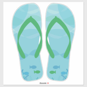 Blue Green  Beachy Flip Flops Beach Sandals