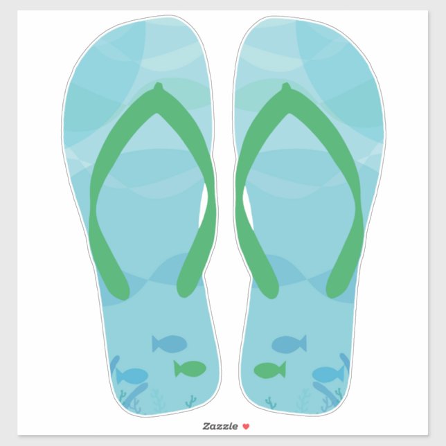 Blue Green  Beachy Flip Flops Beach Sandals (Sheet)