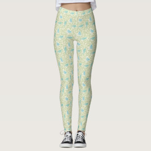 Blue Green Bird Pattern My Bird Watching Leggings