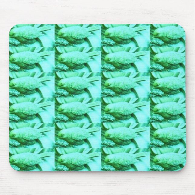Blue Green Bird Texture Mouse Mat (Front)