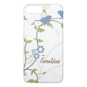 Blue Green Birds Leaves Flowers iPhone 8 Plus/7 Plus Case