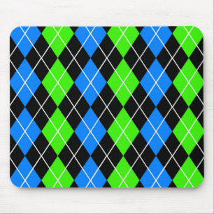 Blue Green Black Argyle Diamond Design Mouse Mat