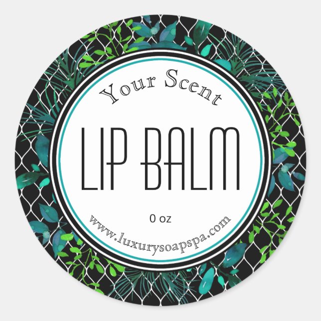 Blue Green Black Foliage Lip Balm Scrub Labels (Front)
