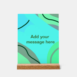Blue green black pastel abstract add name text boh acrylic sign