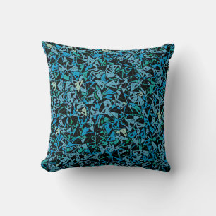 Blue Green Black Triangle Seamless Pattern Cushion