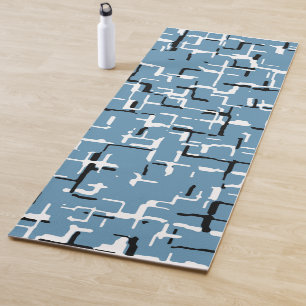 Blue Green Black White Unique Pattern Yoga Mat