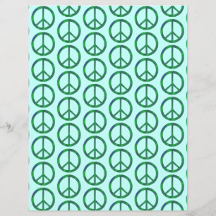 Blue Green Blends Peace Signs, Scrapbook Paper