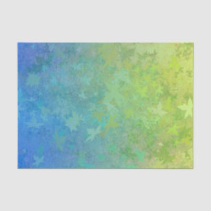 Blue Green Blowing Leaves Tissue Paper