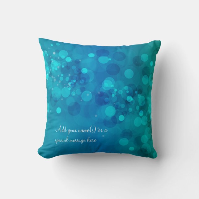 Blue Green Bokeh American MoJo Pillow (Front)