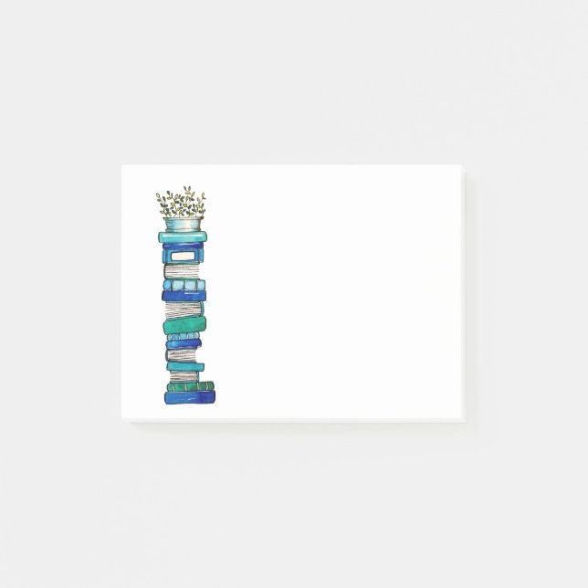 Blue & Green Book Stack Sticky Notes (Front)