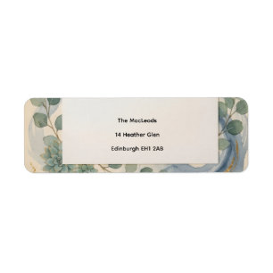 Blue Green Botanical Address Label
