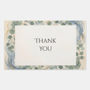 Blue Green Botanical Rectangular Sticker