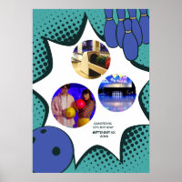 Blue-Green Bowling 10th Birthday Photo Collage