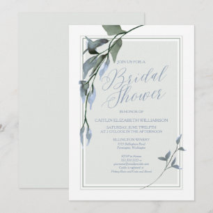 Blue Green Bridal Shower Floral Invitation
