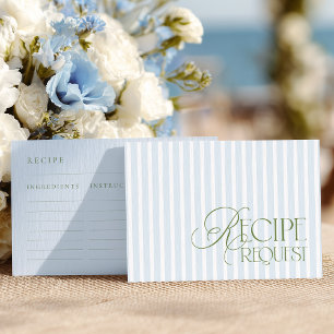 Blue & Green Bridal Shower Recipe Request Enclosure Card