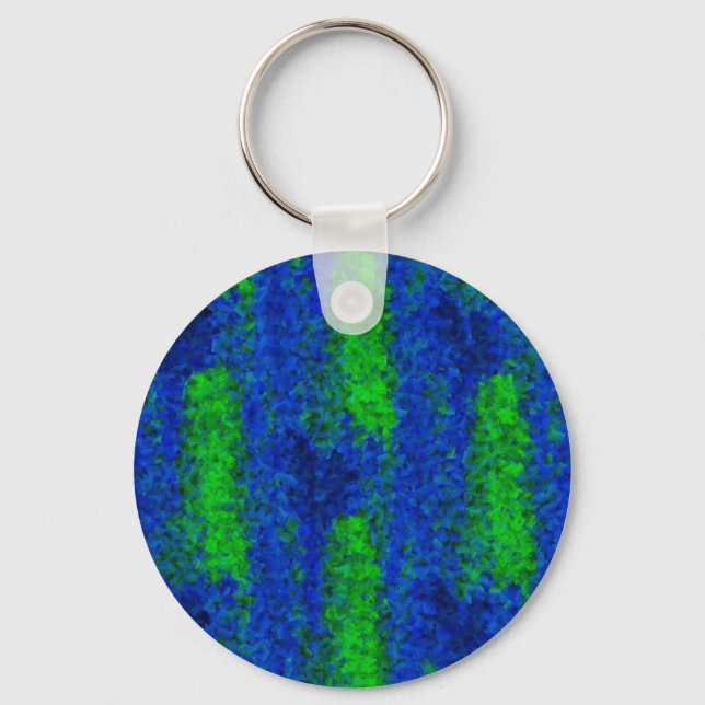 Blue Green Broken Glass Pattern Key Ring (Front)