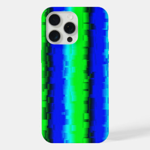 Blue Green Broken Glass Stripes iPhone 15 Pro Max Case