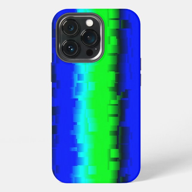 Blue Green Broken Glass Stripes iPhone Case (Back)