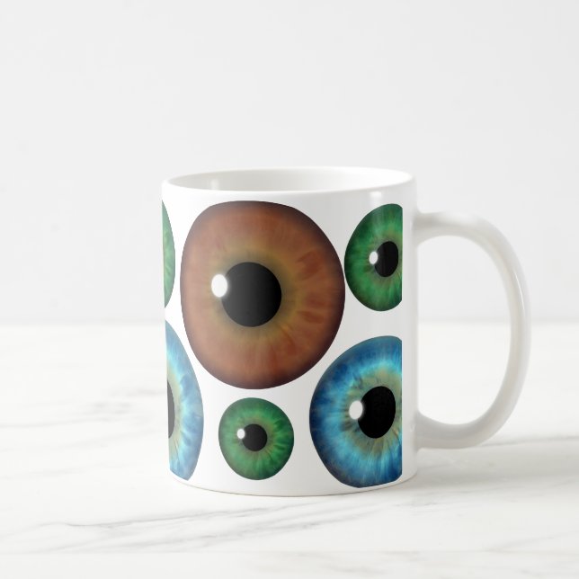 Blue Green Brown Eyeballs Cool Custom Mug (Right)