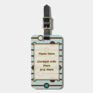 Blue Green Brown Retro circles Travel Tag