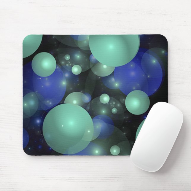 Blue & Green Bubbles Mouse Mat (With Mouse)
