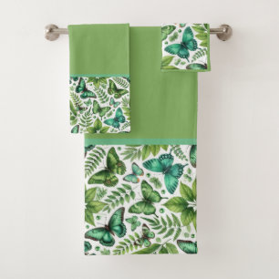 Blue-Green Butterflies Bath Towel Set