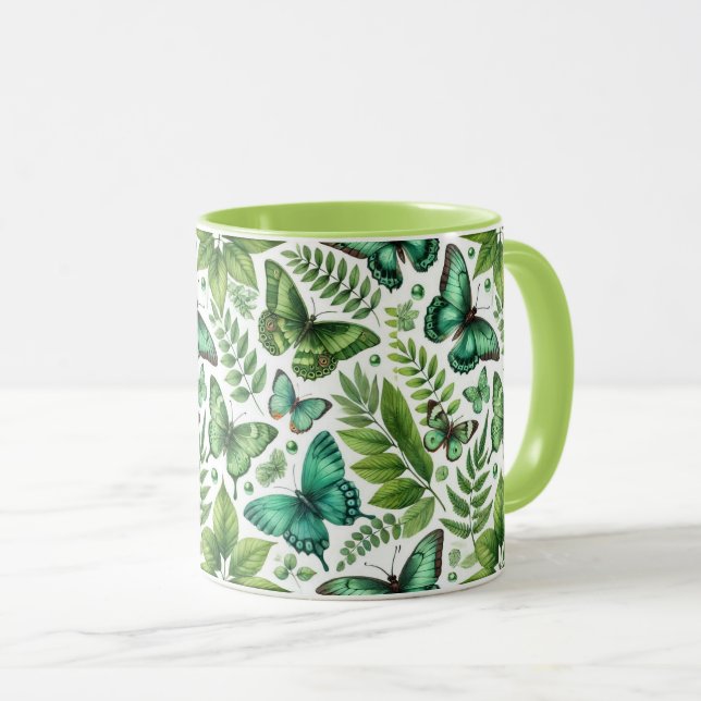 Blue-Green Butterflies Mug (Front Right)