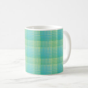 Blue Green Checker Abstract Pattern Coffee Mug