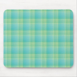 Blue Green Checker Abstract Pattern Mouse Mat
