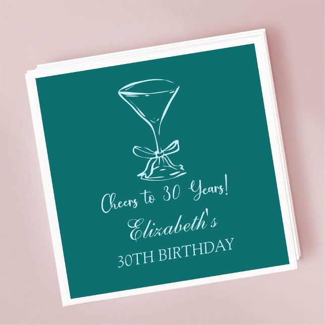 Blue & Green Cheers to 30 years Birthday Napkins (Creator Uploaded)
