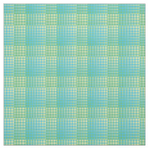 Blue Green Chequered Abstract Pattern Fabric