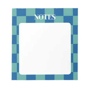 Blue & Green Chequered Bold & Customisable Notepad