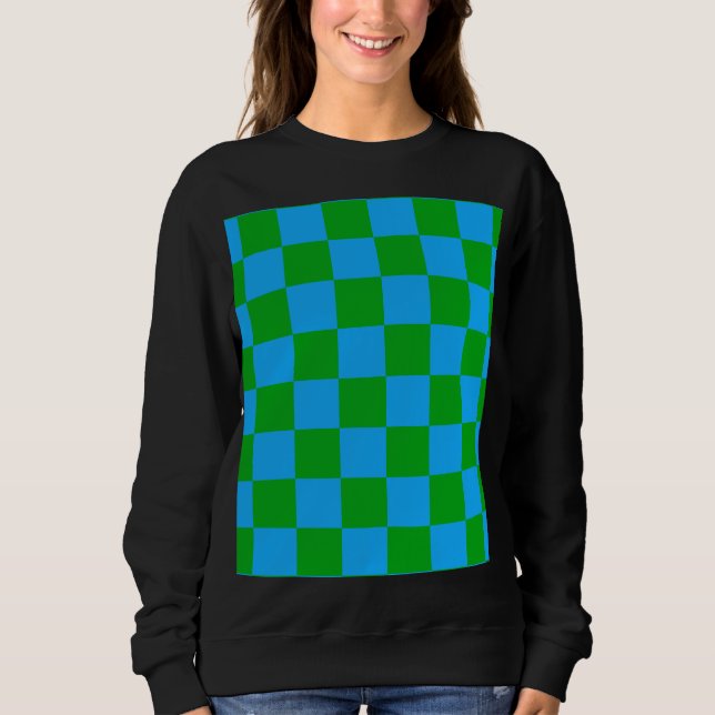 Blue Green Chequered Check Pattern Sweatshirt (Front)