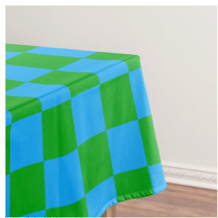 Blue Green Chequered Check Pattern Tablecloth