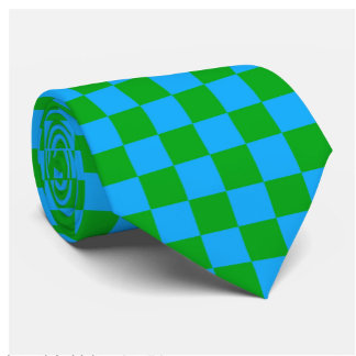 Blue Green Chequered Check Pattern Tie