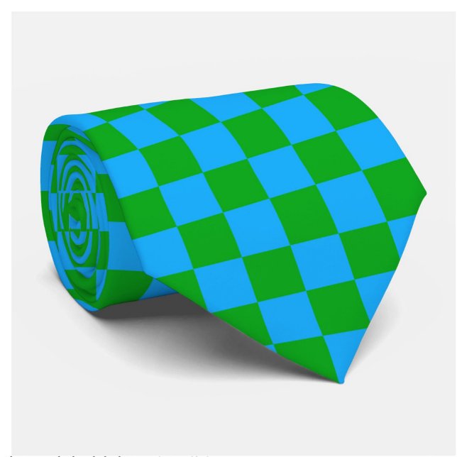 Blue Green Chequered Check Pattern Tie (Creator Uploaded)