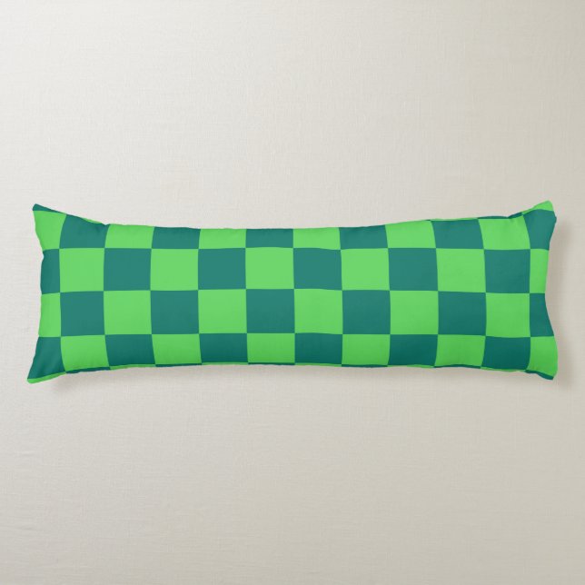 Blue Green Chequered Gingham Pattern Body Cushion (Front)